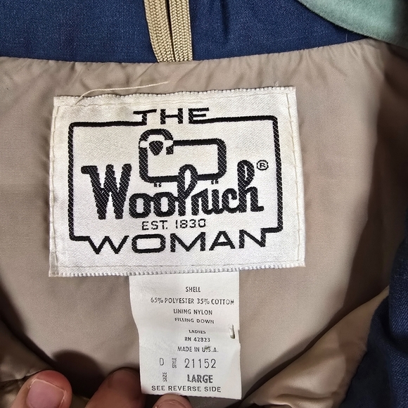 Vintage 70's Woolrich Teal Blue Women's Down Cropped Puffer Vest Size Large - Picture 9 of 9